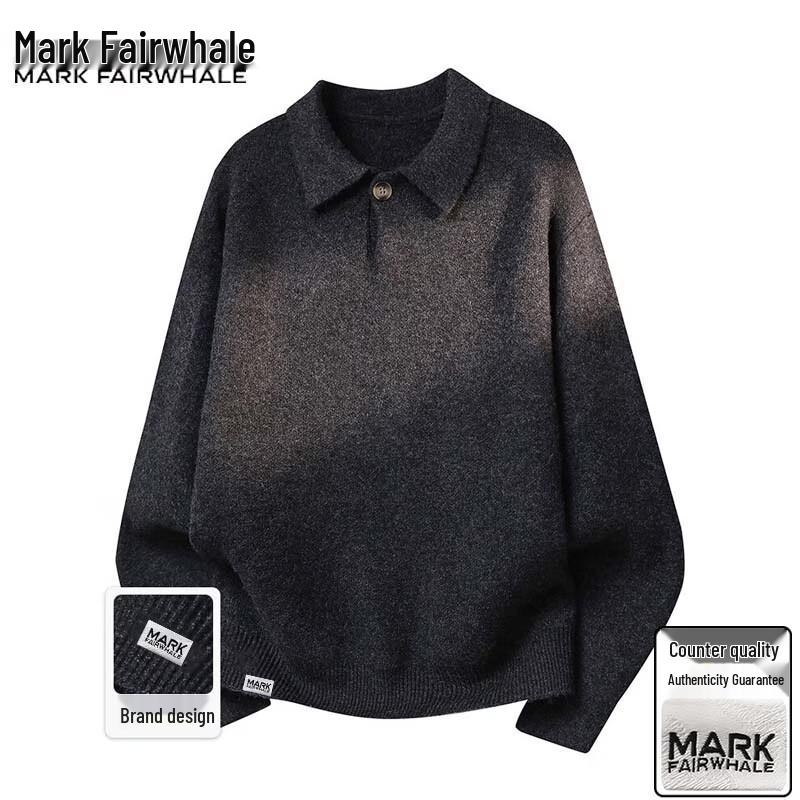 Mark Fairwhale Men's Solid Lapel Knit Sweater
