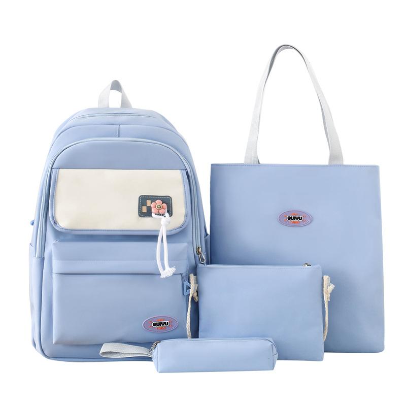 

Жіноча сумка, учнівський ранець, молодший шкільний рюкзак великої місткості, набір з комплекту, косметичка світло-синій колір