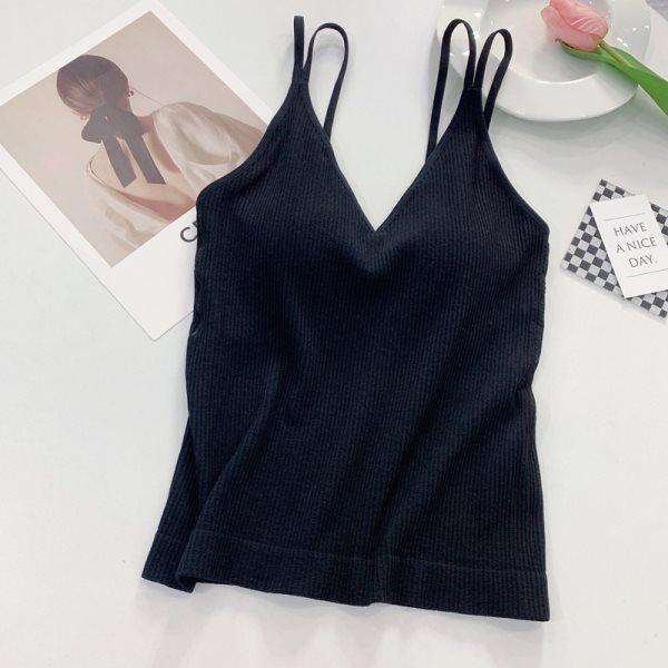 Dámské pruhované zeštíhlující tílko s výstřihem do V a hrudní vložkou, bez rukávů, temperamentní, ležérní tílko s vestavěnou podprsenkou