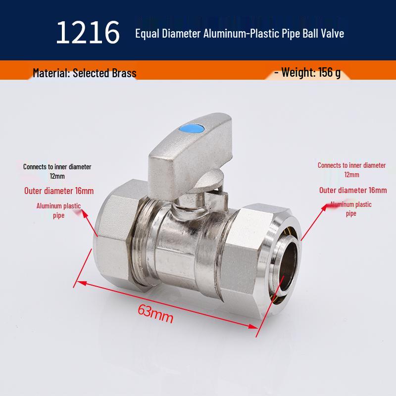 Solar Compression Ball Valve Switch with Aluminum-Plastic Pipe Fitting for Radiators 1/2" & 3/4" 2025 Model