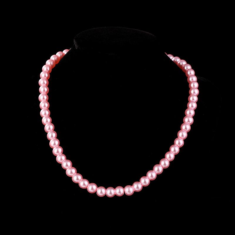 8Mm multi-color glass imitation pearl necklace jewelry women's collarbone chain simple short pearl necklace