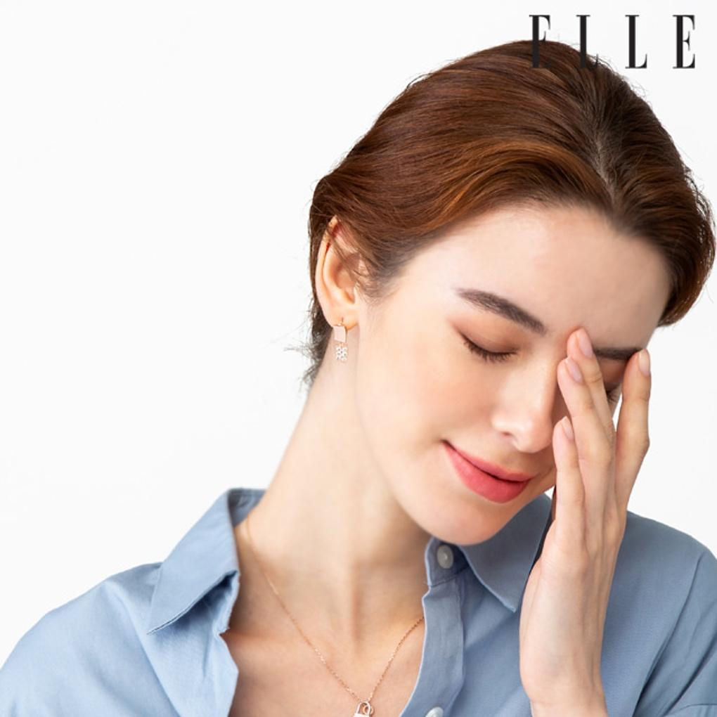 14K Double Square One-Touch Earrings (Gold Pin) ELGPEE347