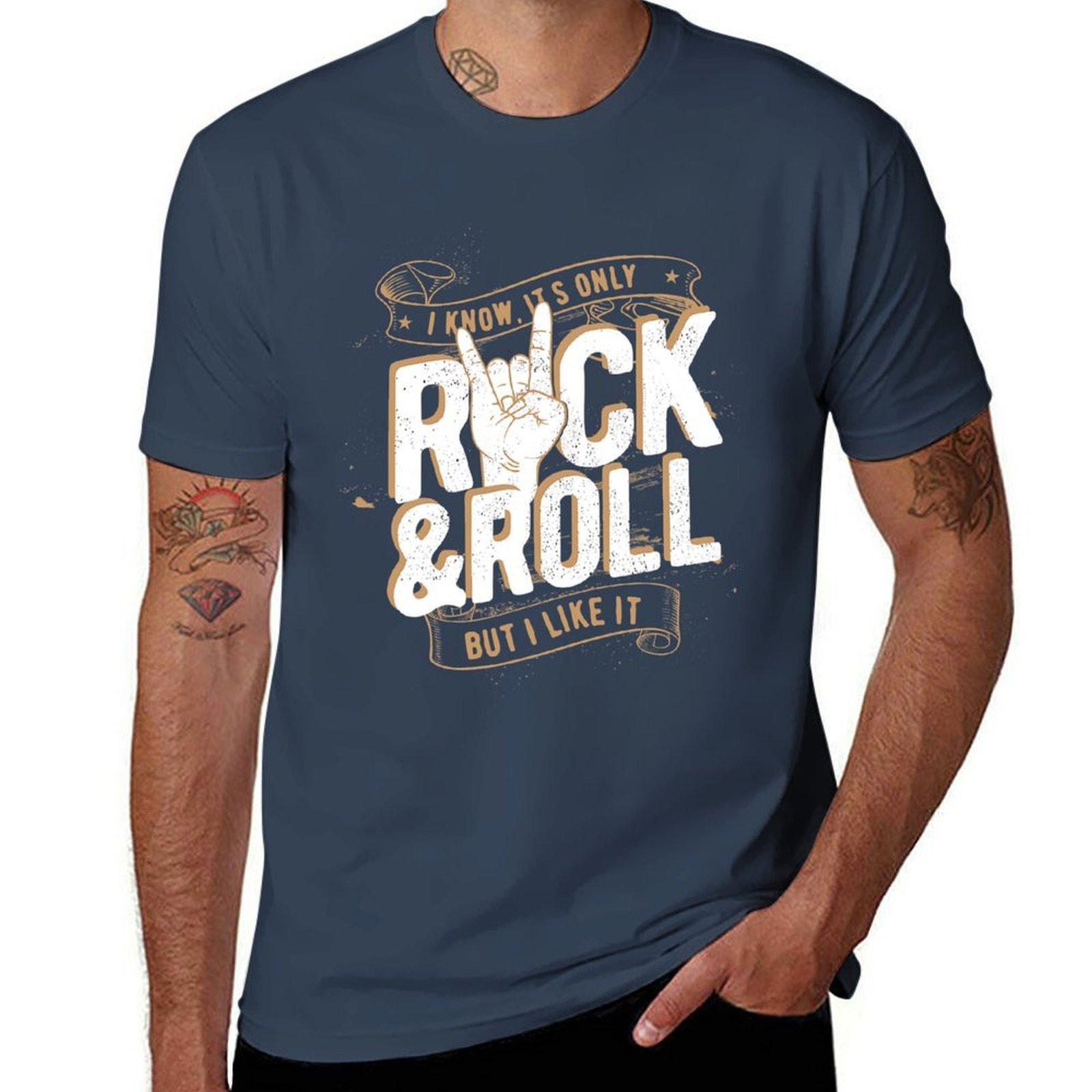 Cool Rock and Roll Tee Shirt I Love Rock Music Rock  Roll TShirt man t shirts cotton man t shirt graphic TShirt S