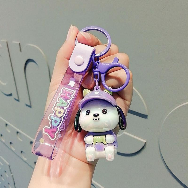 Adorable Electroplated Pvc Cartoon Eyed Dog Keychain Perfect For Gifts