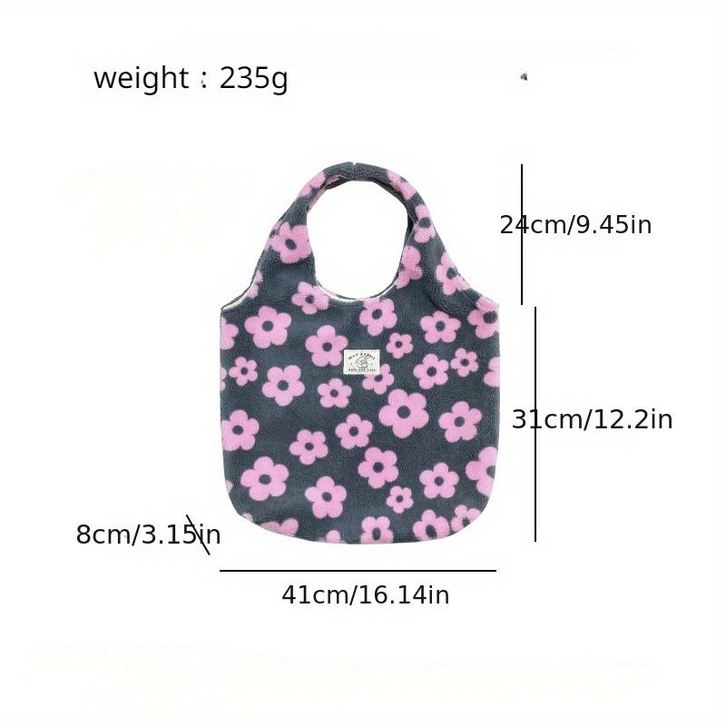 Large Capacity Fluffy Tote Bag - Soft, Stylish, and Spacious Shoulder Bag for Women - Fashi Flower Pattern,