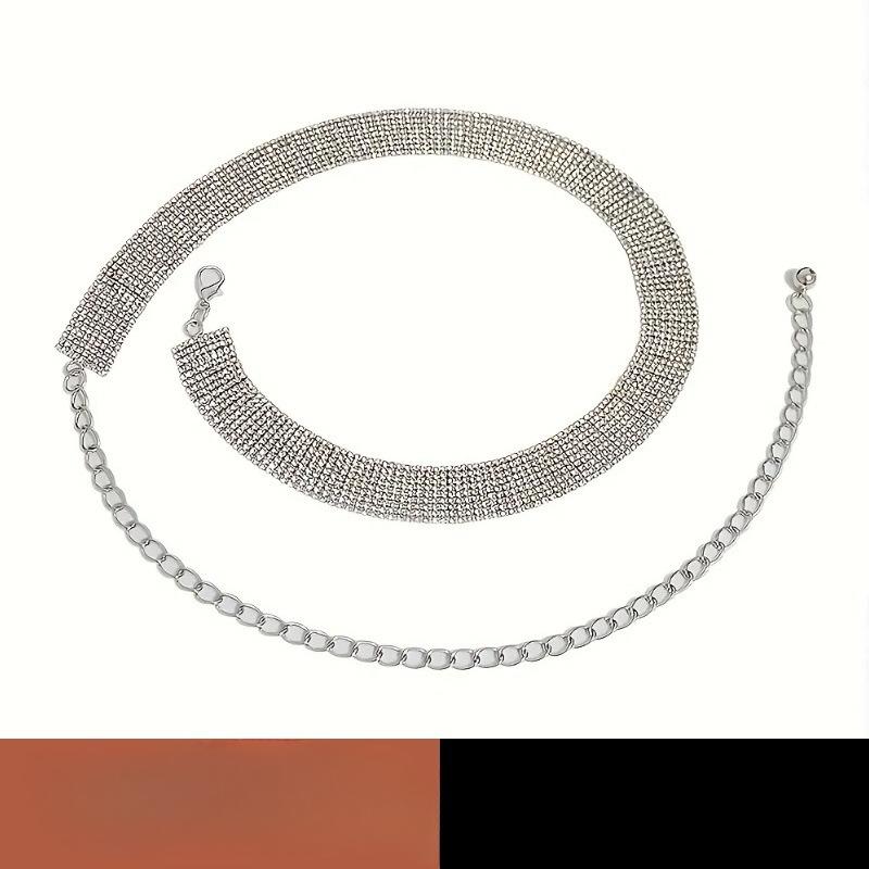Strass-Hüftkette mit geometrischem Muster, beliebt, Legierung, mehrschichtig, vollbesetzt mit Strasssteinen, vielseitig für Feiertage, Muttertagsgeschenk