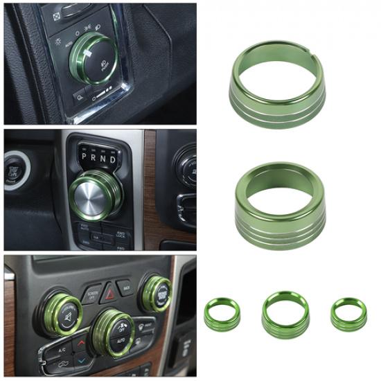 5pcs Headlight/Center Console Switch Knob Trim Ring for Dodge RAM 1500 2013-17