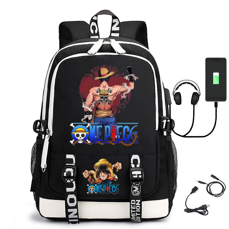Hot-selling ONE PIECE Luffy backpack usb charging large capacity bag