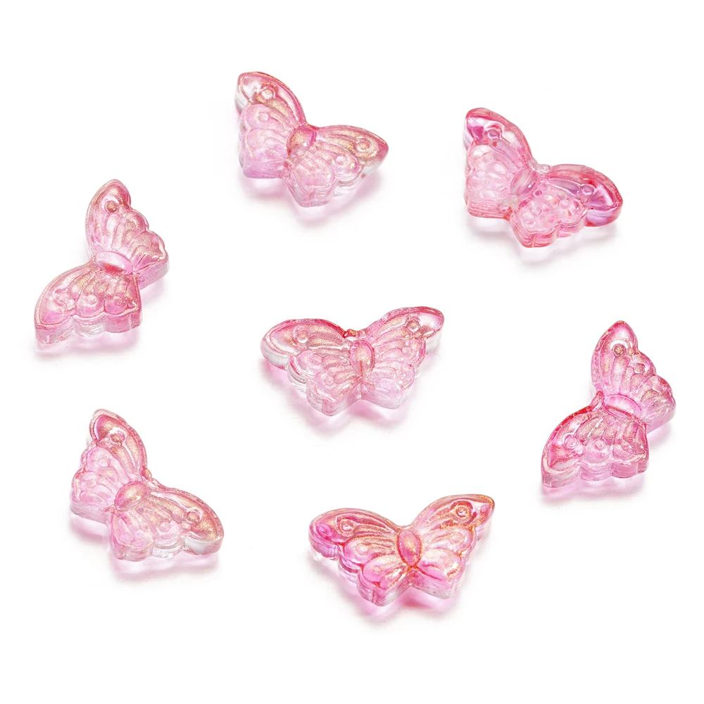 30Pcs/Lot 8*15mm Transparent Glass Small Butterfly Loose Charm Pendants for Necklace DIY Craft Jewelry Making Accessories