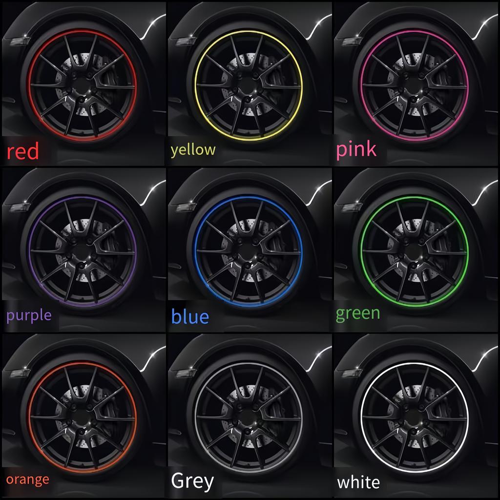 4 ks Univerzální ochranné lišty na ráfky kol, ABS ozdobné lišty na kola, Umístění na přední část, Gumové chrániče proti kolizi, Ochranné kroužky na pneumatiky