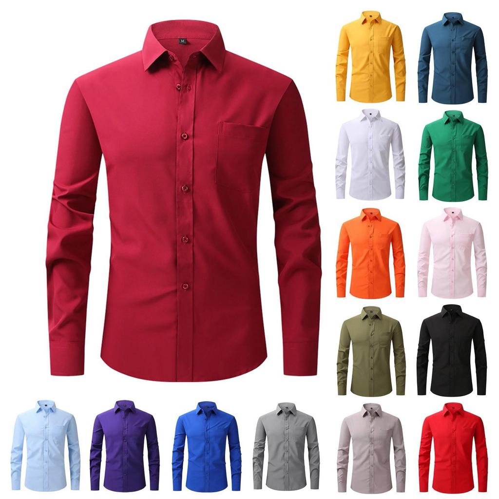 Vierseitiges Stretch-Hemd für Herren, Business-Casual-Langarmshirt