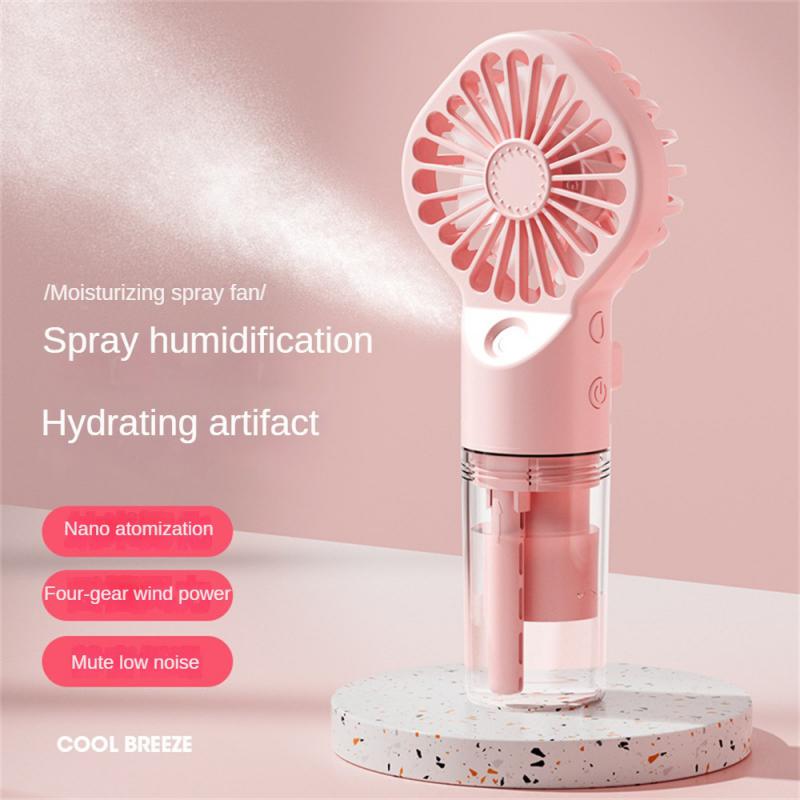 

Portable Handheld Fan USB Rechargeable Turbo Water-Cooled Spray Mini Fan 4 Gear Speed Air-conditioning Mute Fans Outdoor белый