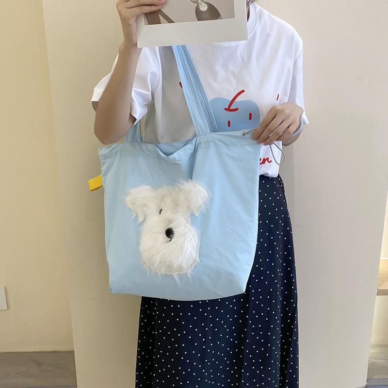 Women's Literary Animal Canvas Bag, Shoulder Bag, Crossbody Bag, Portable Bag, Drawstring Anti-Theft