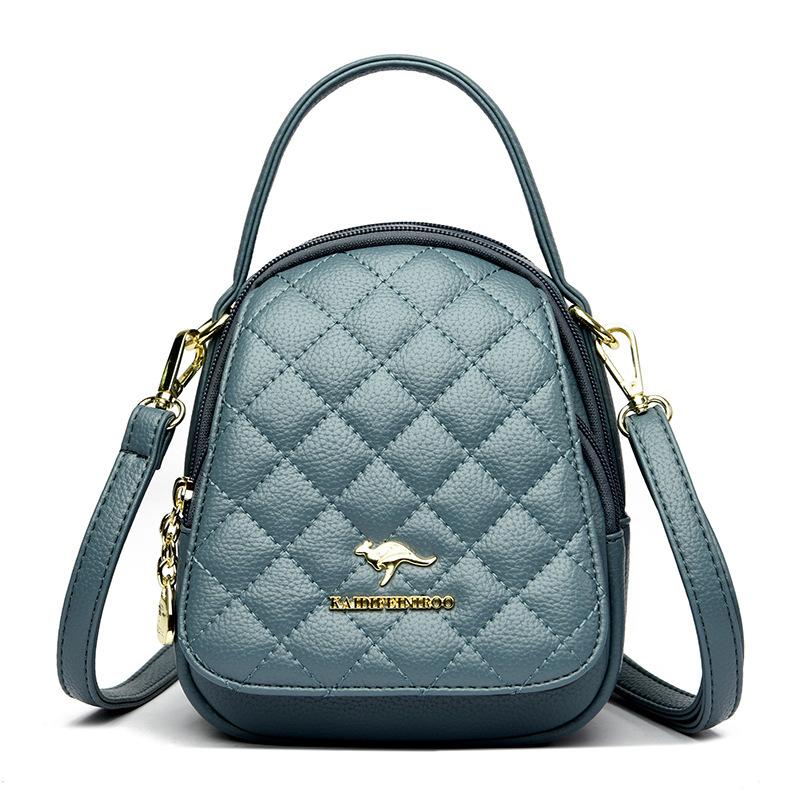 

New urban simple women s rhombus shoulder messenger bag simple soft leather middle-aged and elderly mothers large-capacity hands синій