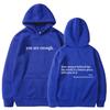 Dear, the world behind me has become more beautiful because of you. Retro print loose-fitting women's hooded sweatshirt, casual and fashionable.