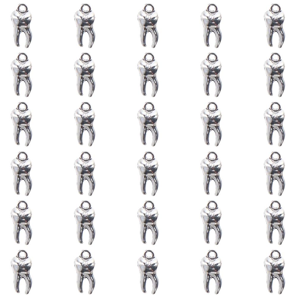 

30pcs Findings Supplies 7*15mm Alloy Charms Silver Alloy Tooth Pendant DIY Craft Women