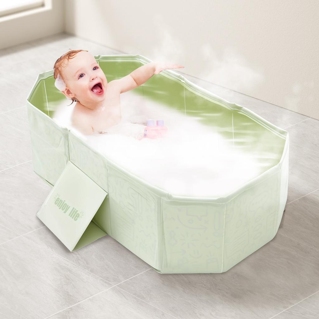 Foldable Baby Bathtub Portable Toddler Bathtub Shower Basin 2 Color Safe and Secure Thermal Bath Barrel for Children