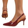 Large Size Women’s Bow Back-Strap High Heels, Open Heel Buckle Dress Shoes