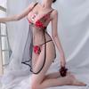 Sexy Dessous Sexy Straps-Nachthemd mit geteiltem Rock und Rosenstickerei, Spitzennetz, Verführungsnachthemd, Salesianer-Anzug