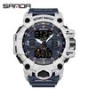 SANDA Women's Trendy LED Dual Display Waterproof Watch with Hourly Chime