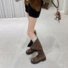 Frosted Cowhide But Knee Boots for Women's New Adjustable British Style Oversized Leg Circumference High Tube Legs Fine Boots for Women