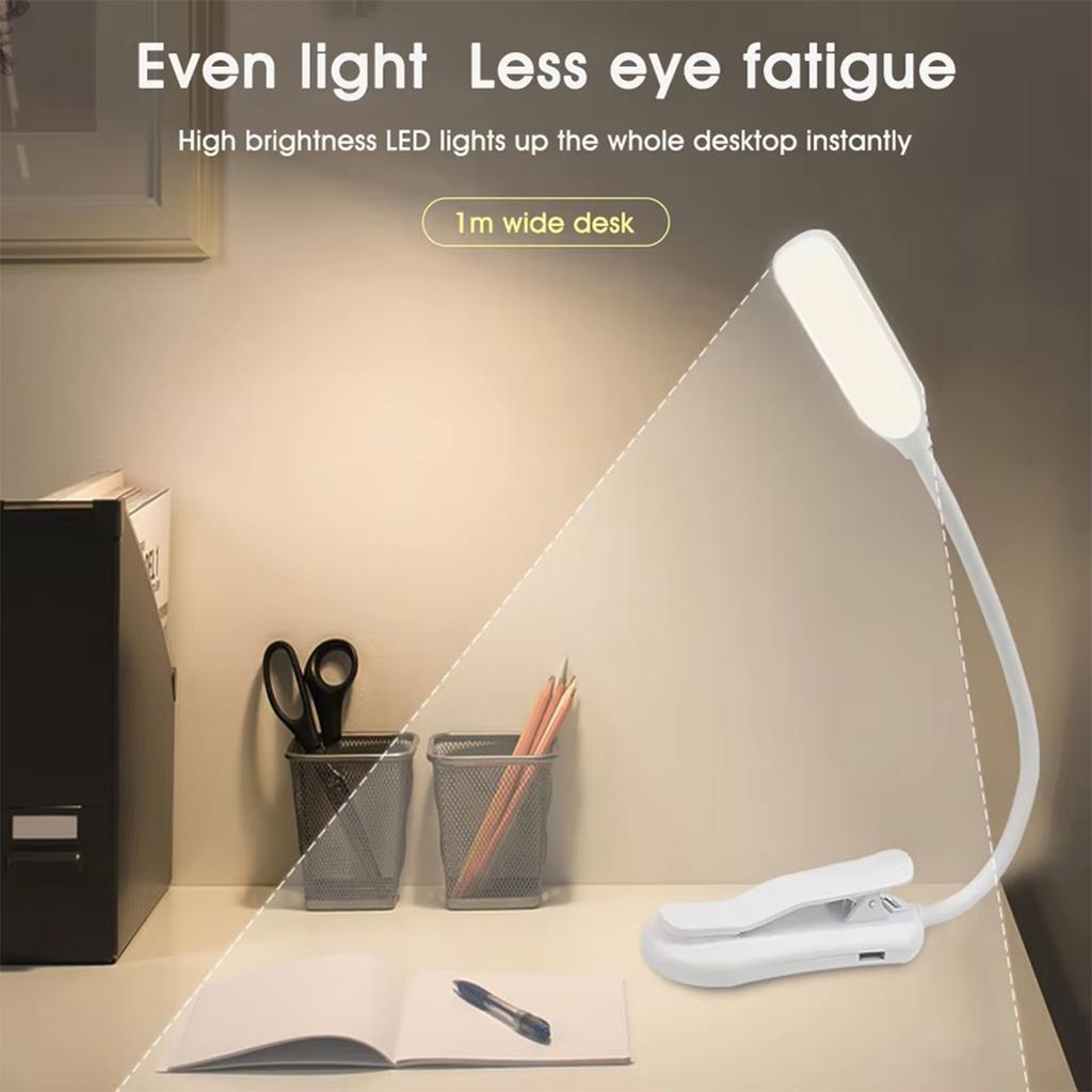 Usb Rechargeable Reading Light 3-level 7 Led Lamp Cold White Working Dimmable Dc-5v Energy/saving Bulbs Eye Protection Clip Book