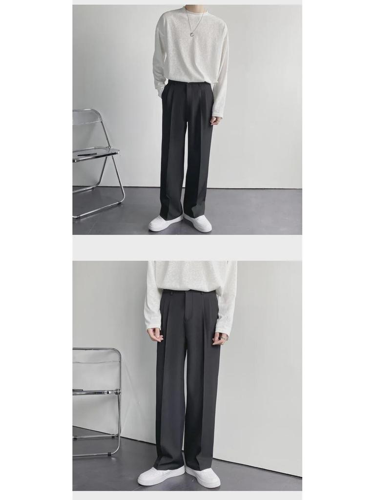 Men's Korean Wide-Leg Casual Suit Trousers