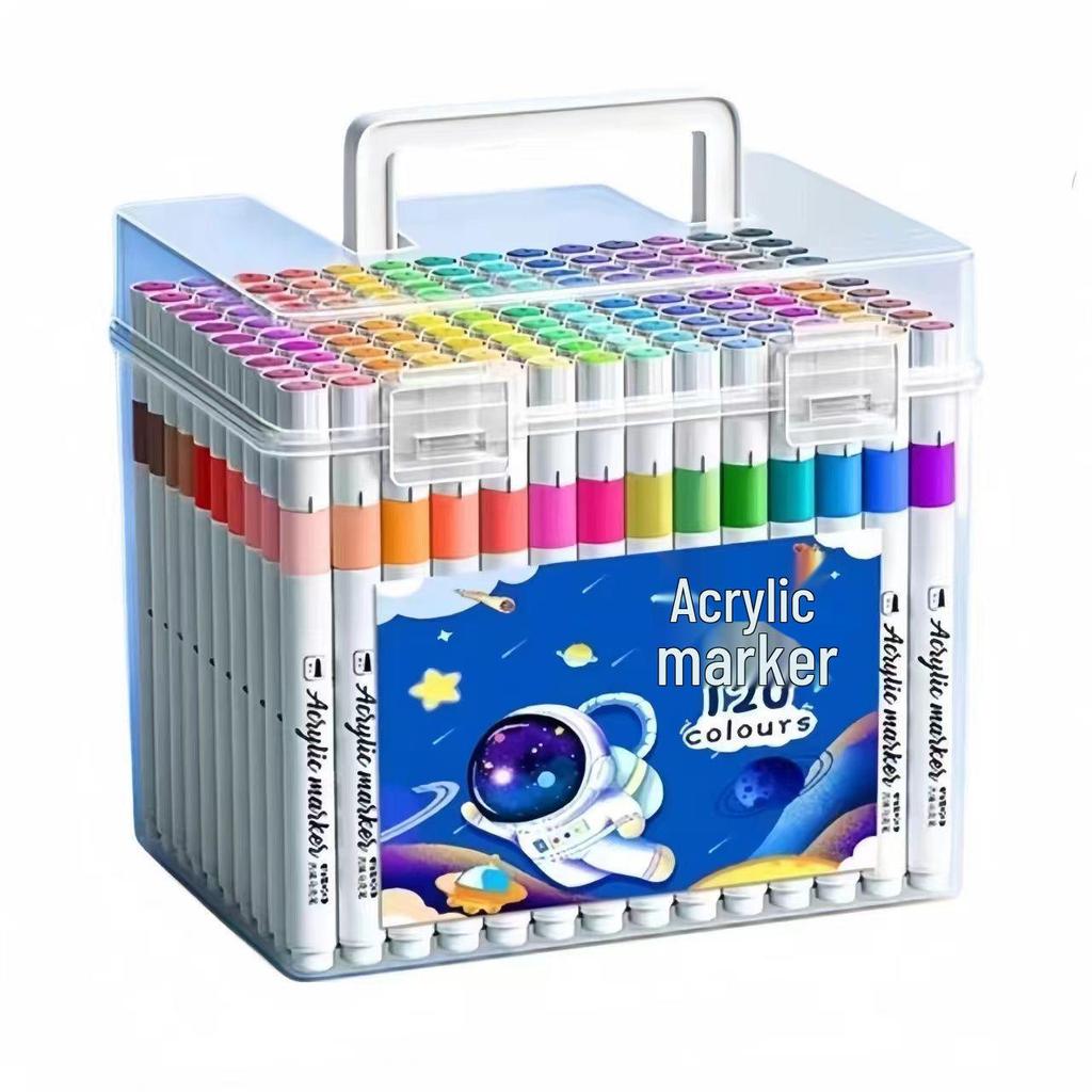 36-Color Waterproof & Washable Acrylic Marker Pens for Elementary Students: Opaque, Stackable, and Ideal for Children's Art Projects