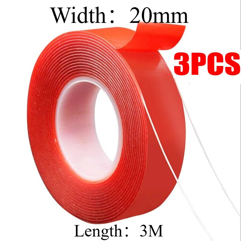 2pc Ultra Thin Transparent Red Film Double Sided Tape With HighTemperature Resistance No Marks Waterproof Adhesion Strong Adhes