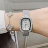 Square Zircon Silver Bracelet Fashionable Personalized Rhinestone Shell Watch Full Diamond Strap Women'S Watch