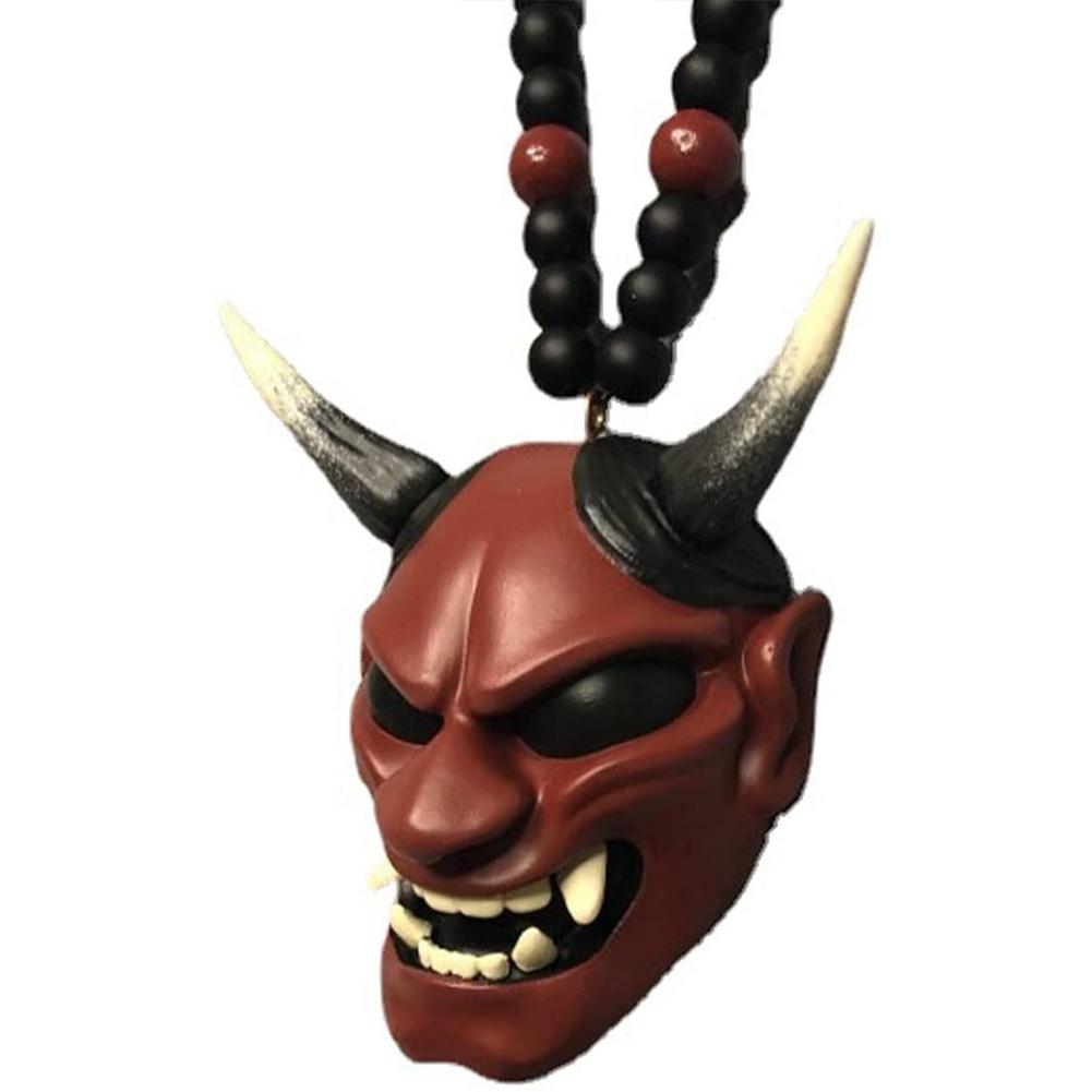 Japanese Oni Samurai Helmet Car Hanging Pendant Samurai Kabuto Masks Car Rear View Mirror Pendant Halloween Car Decorations Gift