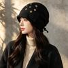 ins retro star knitted headgear women's thin lazy loose cold hat versatile casual pile hat