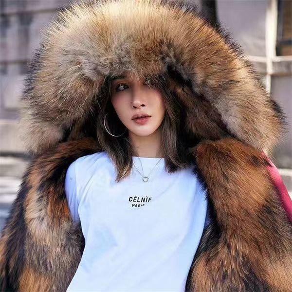 Women's Fur Detachable Shearling Winter Parka - Plus Size Warm Thick Down Jacket