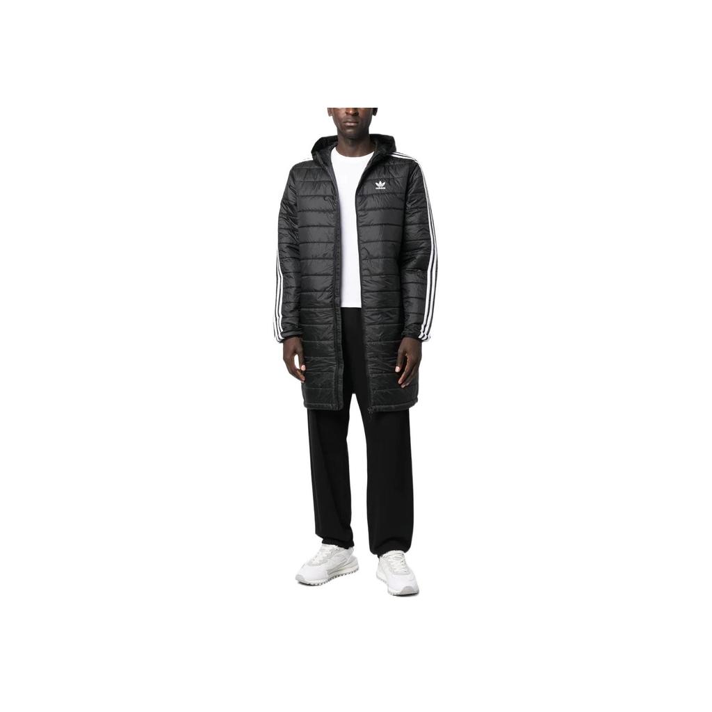 Adidas Originals Trefoil Logo Embroidered Stripe Mid-Length Jacket Men Outerwear Black HM2461