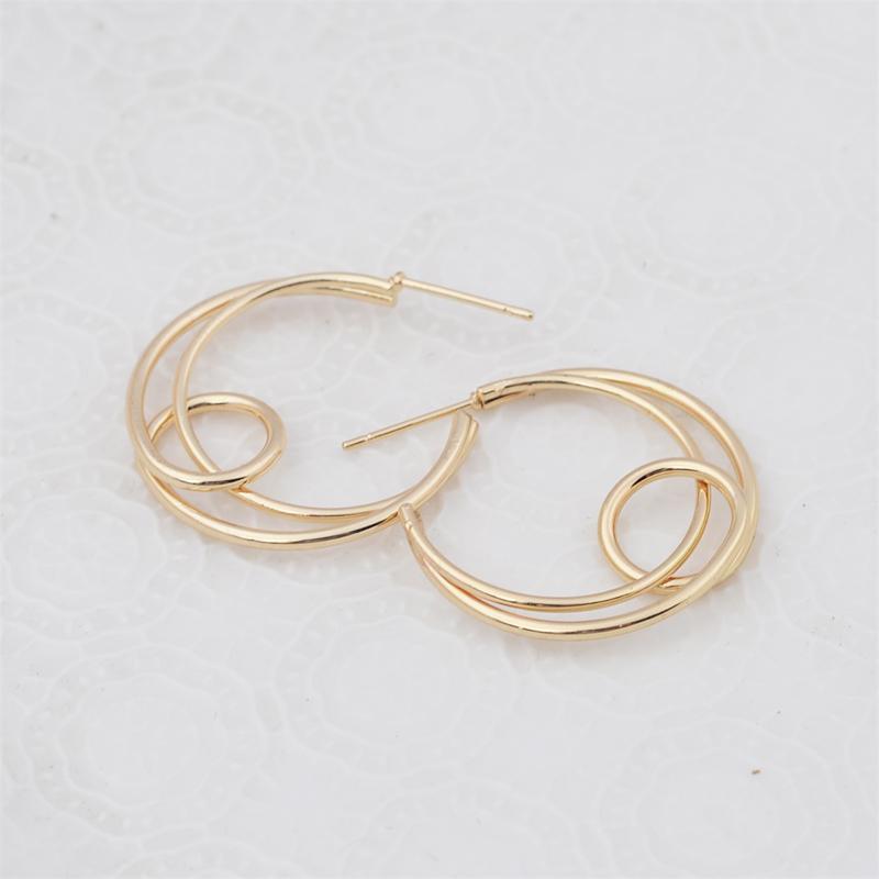 Moon Multi-layered Geometry C-Typed Gold Color Line Smooth Drop Earrings for Women Big Hyperbole Fashion Party Jewelry