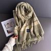 53*200Cm Winter Scarf Retro Plaid Designer Luxury Women Cashmere Shawl Outdoor Blanket Wrap Pashmina Tassel Warm Lady