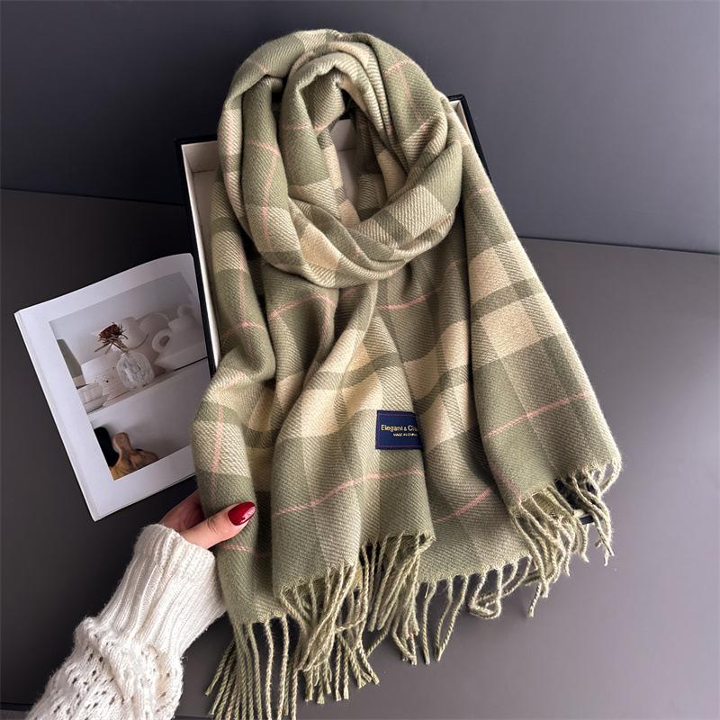 53*200Cm Winter Scarf Retro Plaid Designer Luxury Women Cashmere Shawl Outdoor Blanket Wrap Pashmina Tassel Warm Lady