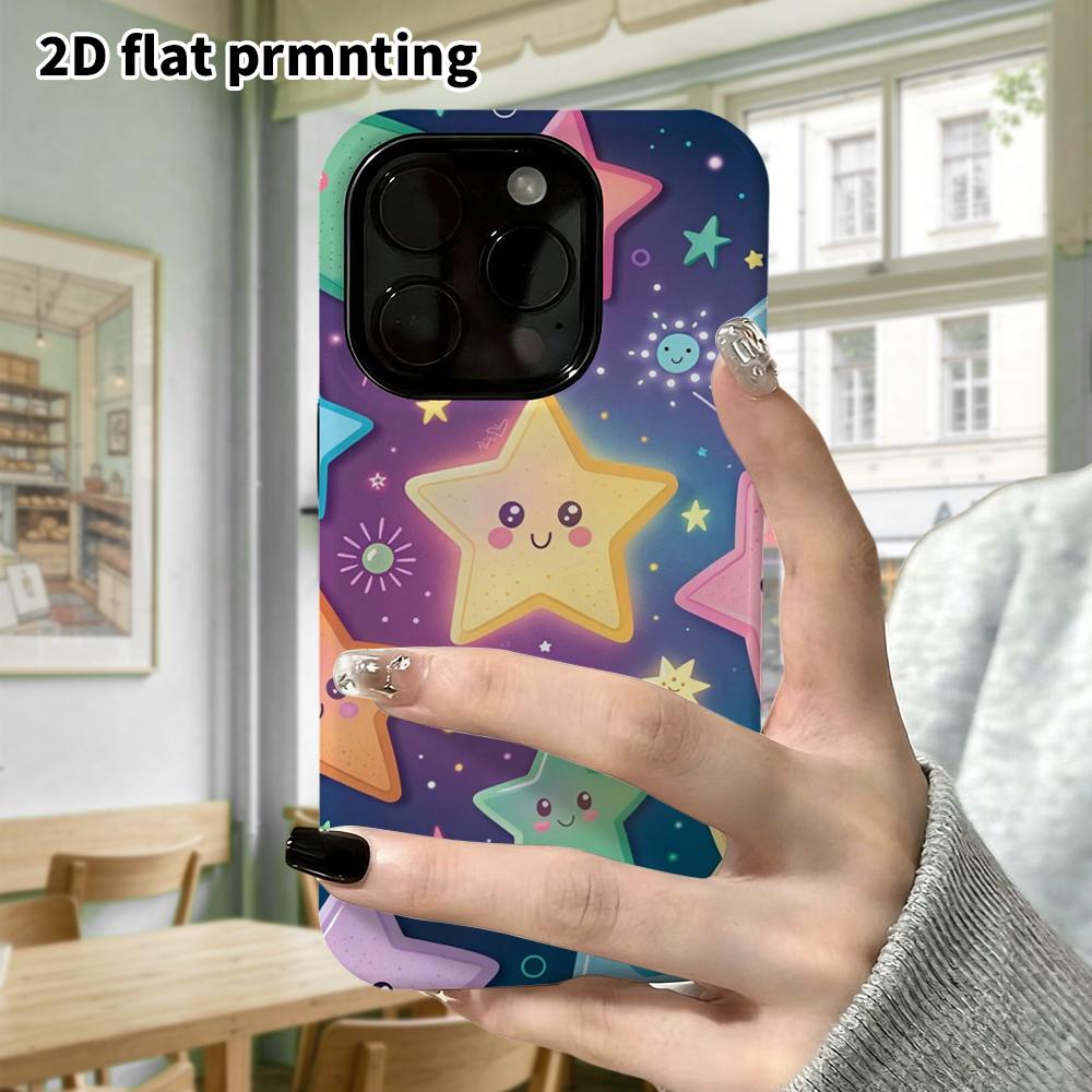 Phone Case: 2D Flat, Suitable for iPhone 18 17 16 15 14 13 12 Pro Protective Case, Cartoon Stars, Christmas and Halloween Perfect Holiday Gift