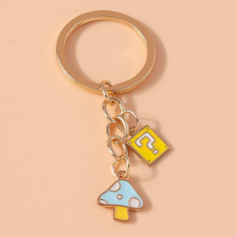 Cute Enamel Mushroom Keychain Question Mark Key Ring Pendant for Men Women Handbag Accessories DIY Jewelry Gift