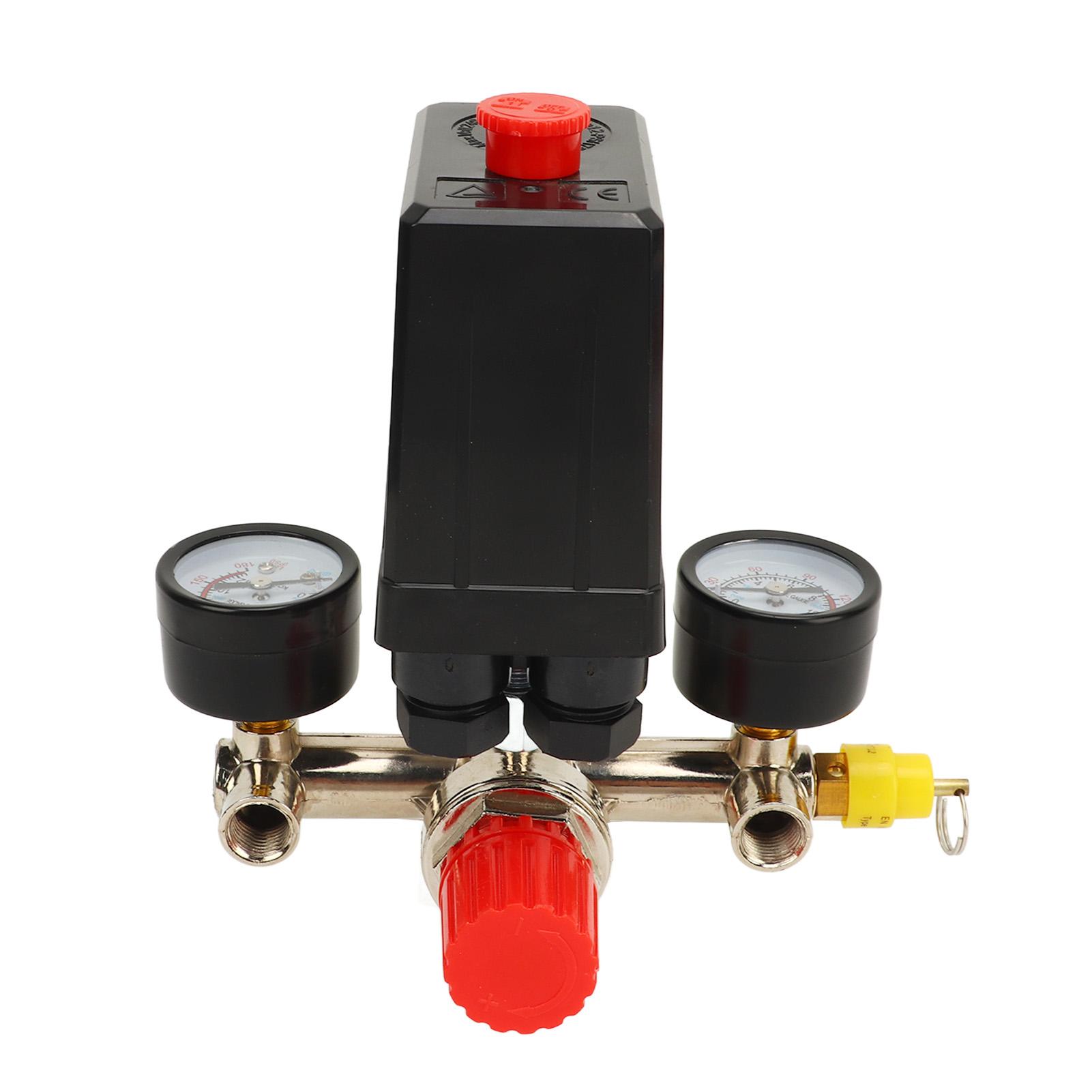 

Air Compressor Pressure Switch Dual Regulator Automatic Pressure Control Valve with Gauge 0‑12BAR 0‑180PSI