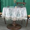 Embroidered Soft Glass Dining Round Table Cloth Transparent PVC Plastic Table Mat Scratch Resistant and Durable Home Decor Cover Cloth