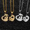 Stainless Steel Heart To Heart Lovers Necklace Christmas Gift Heart Pendant