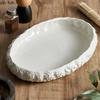 Stone Patterned Ceramic Dining Plate Main Dish Plate Oval Sushi Plates Dim Sum Dish Pasta Dish Steak Plates Dessert Bowl Tray