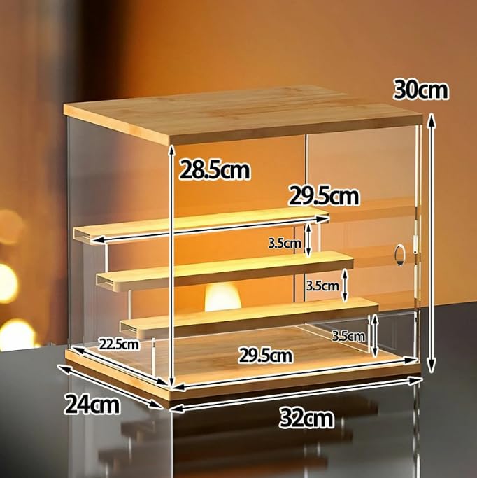WNJAPAN Acryl-Kollektion 32cm LED-beleuchtete Acryl-Kollektionsbox für Plastik und Miniaturen 4-stufiges Gehäuse, Breit, Stufen-Typ, Vitrine, Figuren, Modelle,