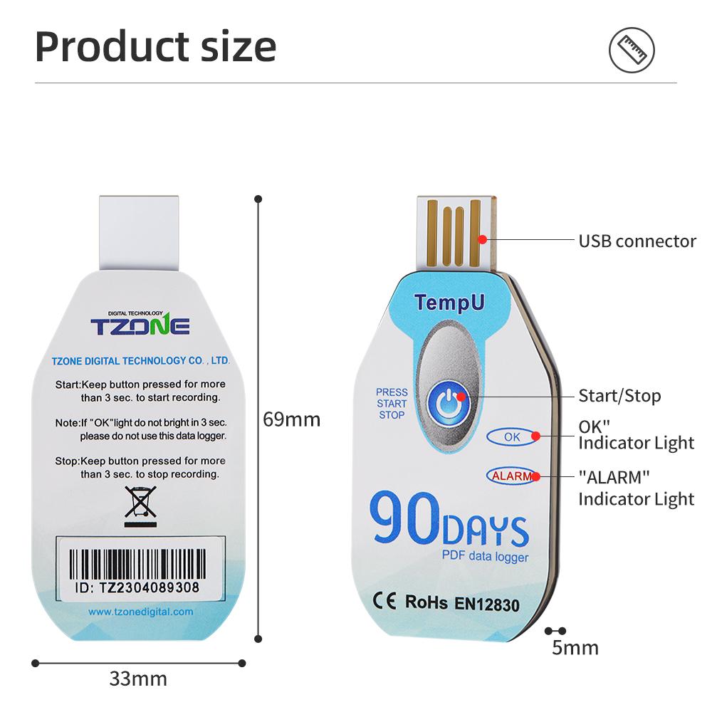 USB Temperature Humidity Data Logger Hygrograph Data Recorder For Food Medicine Cold Chain Transport PDF Report 30/60/90 Days