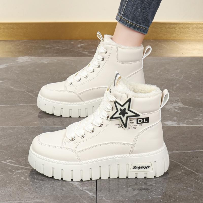 34-42 Kadın Kış Büyük Beden Moda Kalın Taban Ekstra Polar Yalıtımlı Pamuklu Botlar Kar Botları Yüksek Bilekli Pamuklu Ayakkabılar