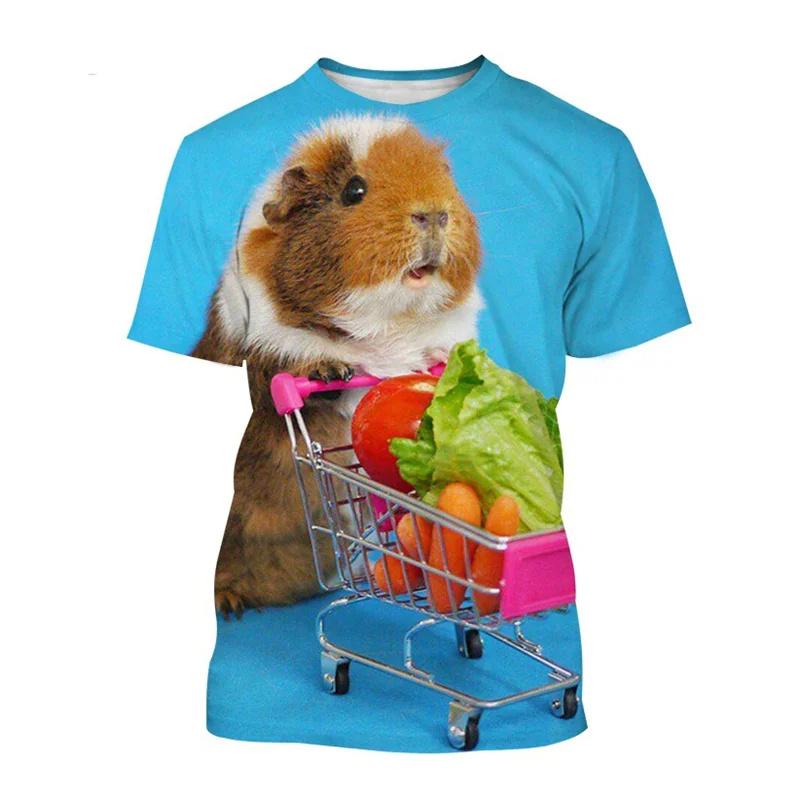 New Summer Cute Guinea Pig T-Shirt For Funny Animal 3D Printed Tees Fashion Short Sleeves Clothes Harajuku T Shirts Tops