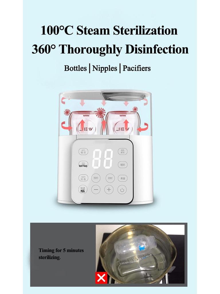 Automatic Baby Bottle Warmer with Constant Temperature, Milk Thawing, and Disinfection Features