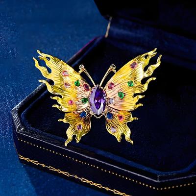 Zarte Schmetterlingsbrosche mit funkelnden Diamanten, hochwertiges, feminines Kristall-Corsagen-Design, Nischennadel, Anzug-Accessoires