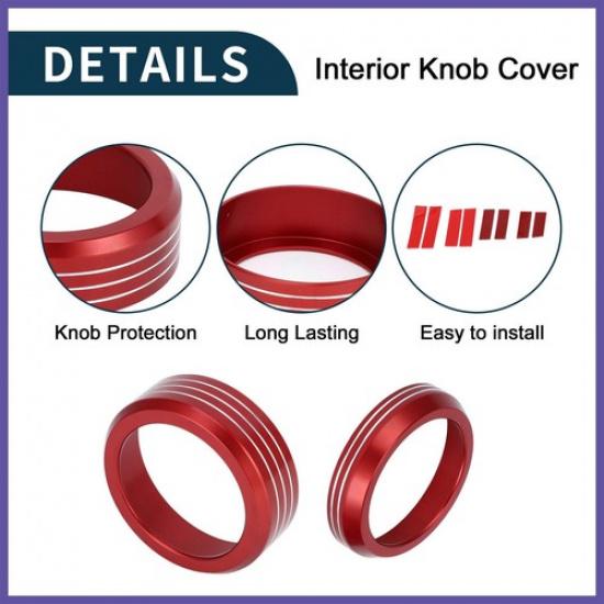 Media Volume Gear Shift Switch Knob Cover Ring for Ford Mach-E 21-24 Red 2Pcs